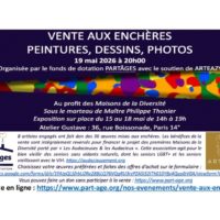 Du 15 au 18 mai 2026 Exposition Paris 14ème et Vente aux enchères au profit des Maisons de la diversité le 19 mai 2026 à 20H00